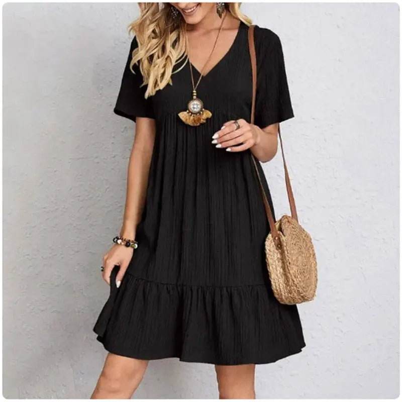 Summer V-Neck Peplum Dress