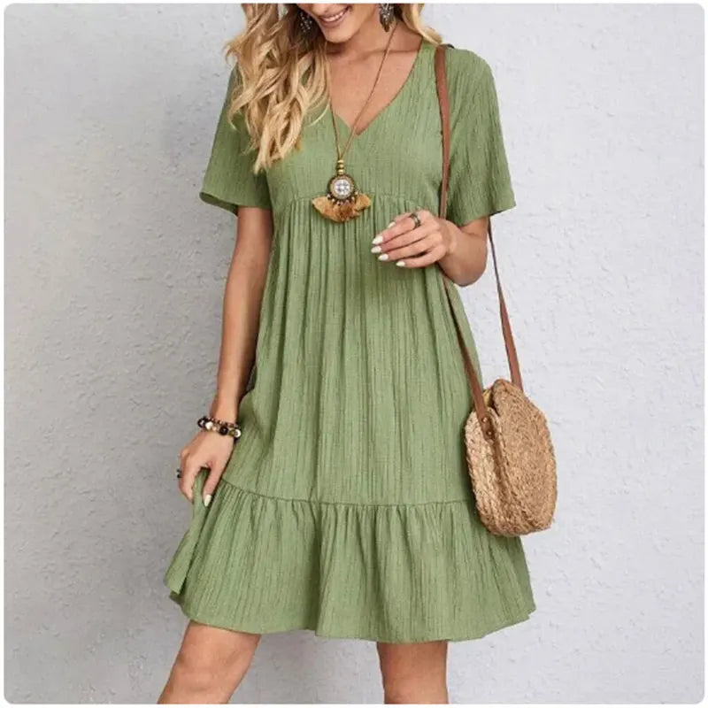 Summer V-Neck Peplum Dress