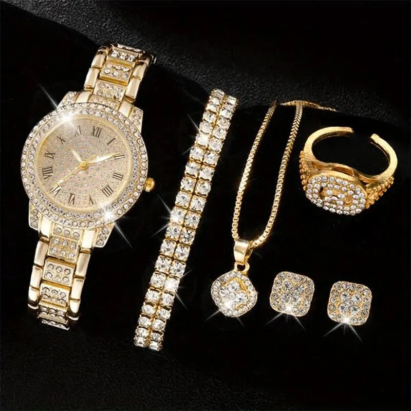 6PCS Luxury Women’s Watch & Bracelet Set