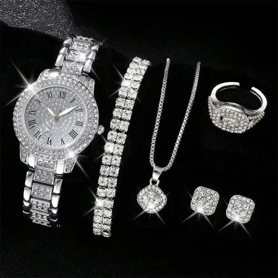 6PCS Luxury Women’s Watch & Bracelet Set