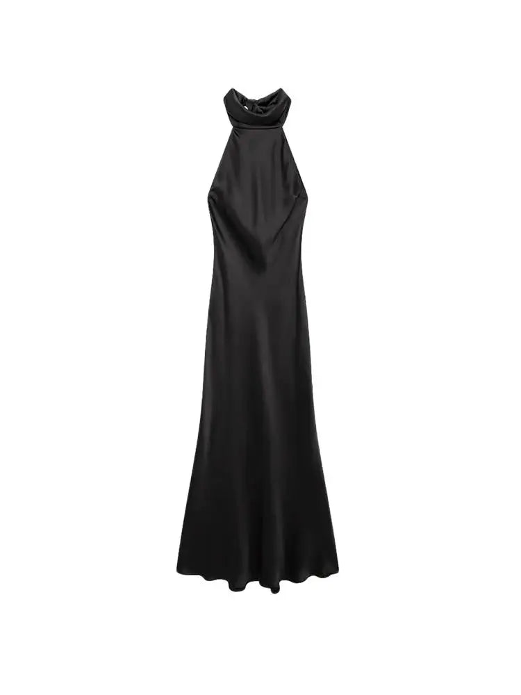 Women’s Backless Satin Halter Dress