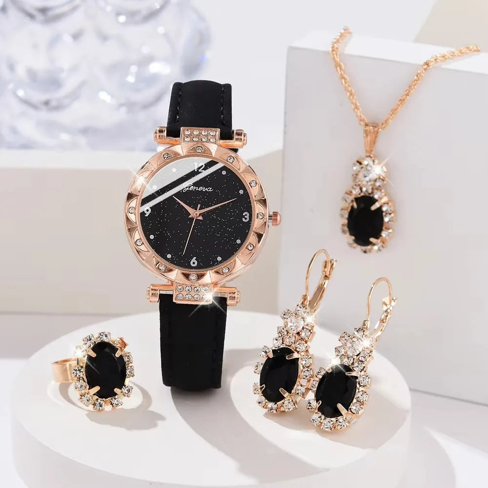 Luxury Rhinestone Women’s Watch Set (5Pcs)