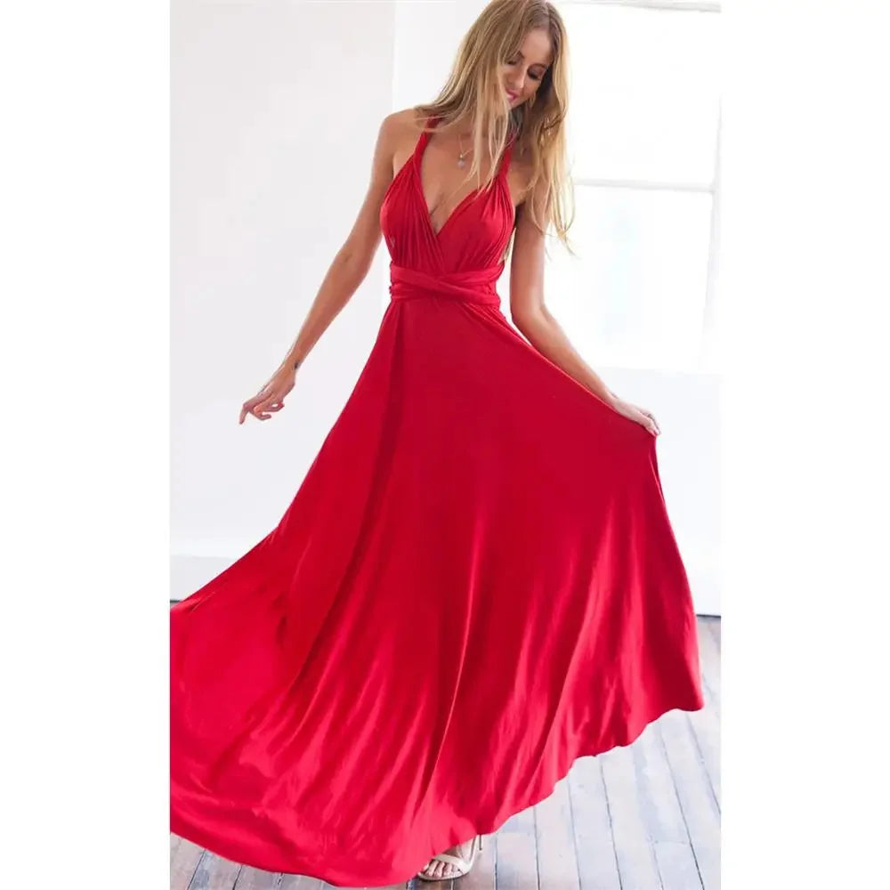 Sexy Multiway Red Maxi Dress
