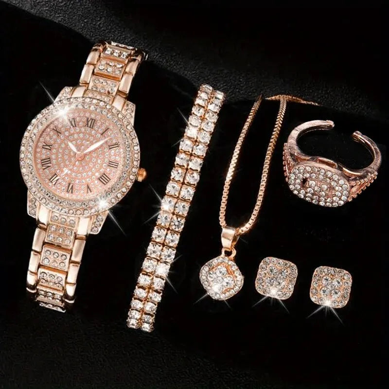 6PCS Luxury Women’s Watch & Bracelet Set