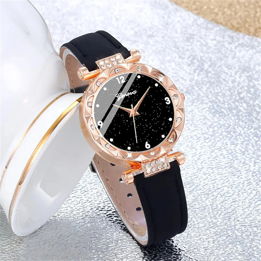 Luxury Rhinestone Women’s Watch Set (5Pcs)