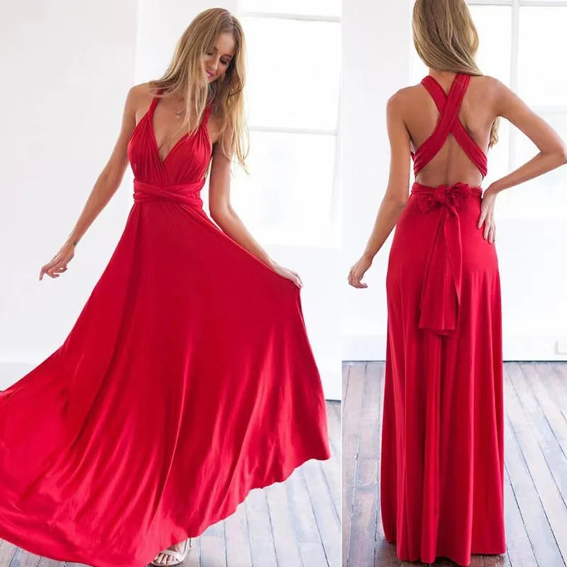 Sexy Multiway Red Maxi Dress