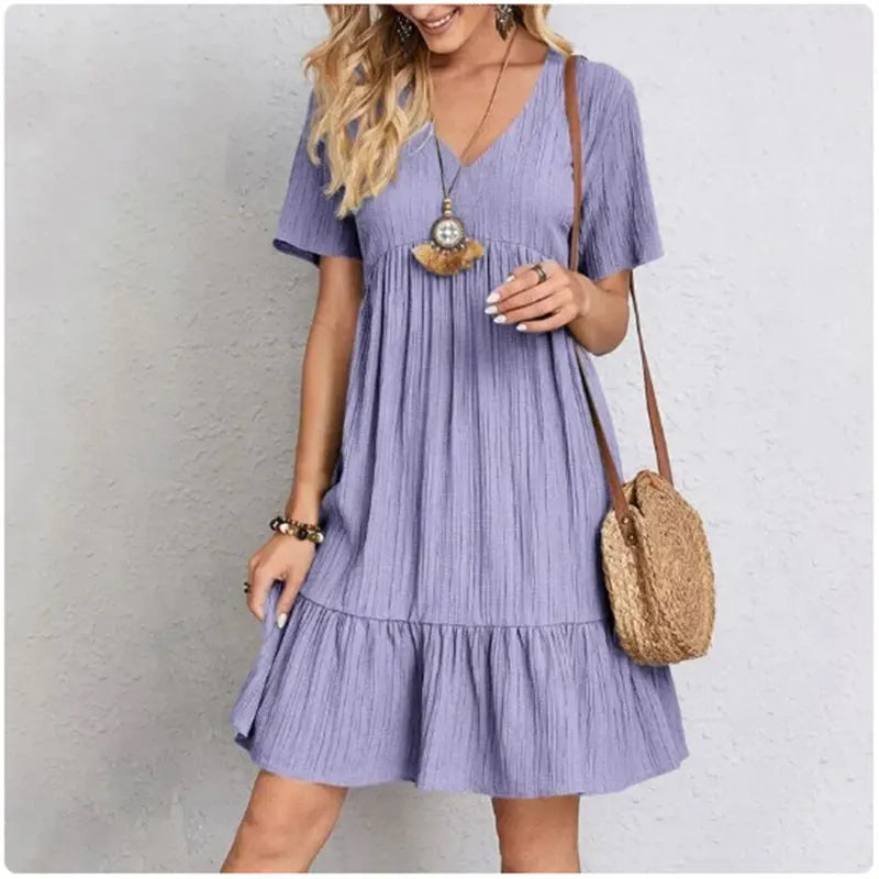 Summer V-Neck Peplum Dress
