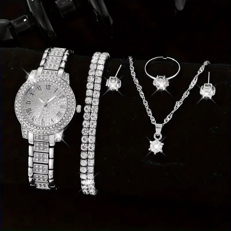 6PCS Luxury Women’s Watch & Bracelet Set