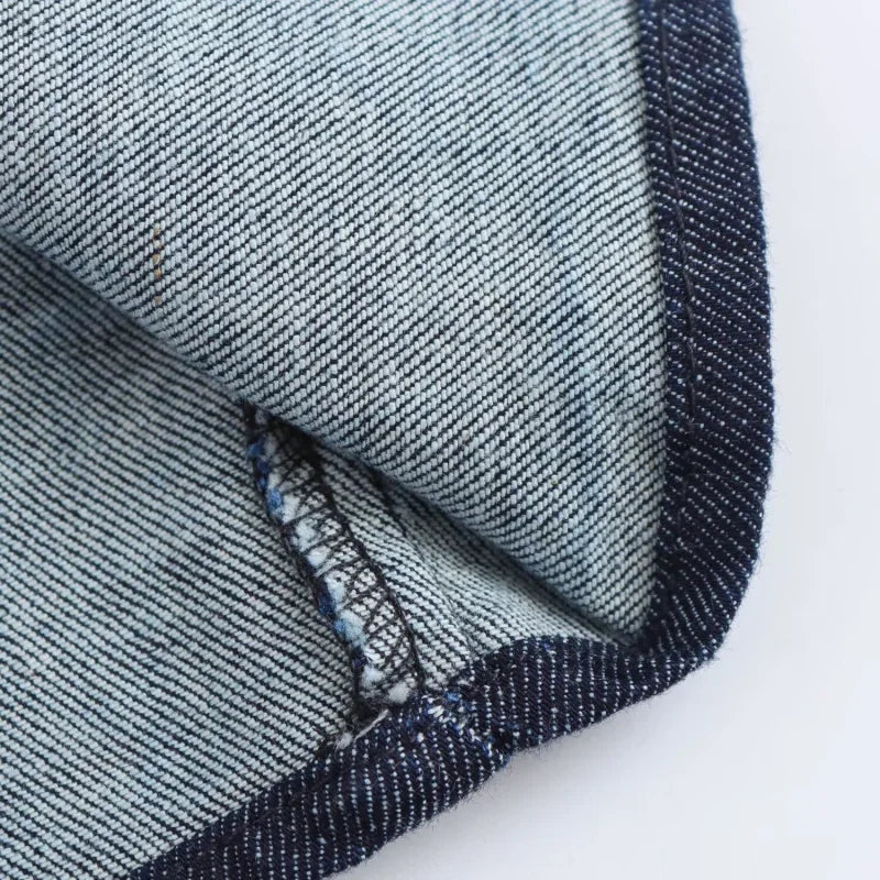 Slim Waist Denim Midi Dress