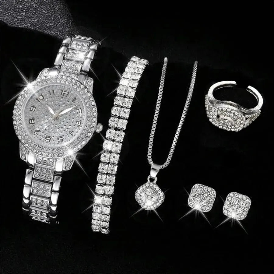 6PCS Luxury Women’s Watch & Bracelet Set