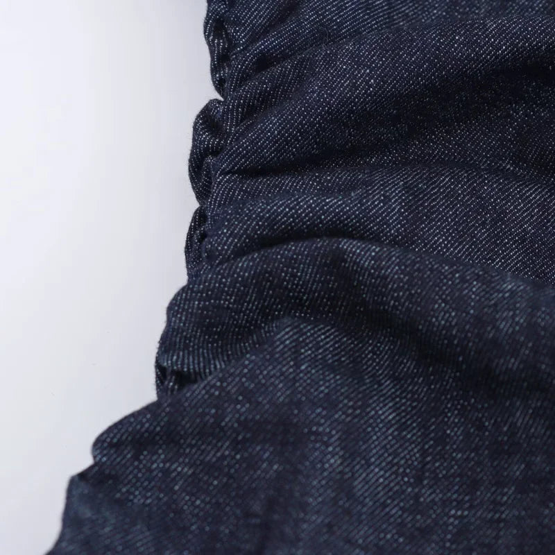 Slim Waist Denim Midi Dress